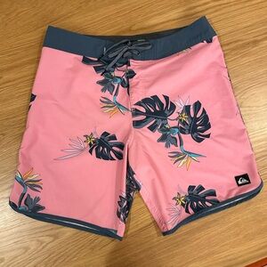 Quiksilver Pink and Blue Tropical Board Shorts